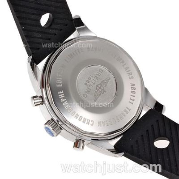 Breitling Aeromarine Working Chronograph Stick Markers with Blue Dial-Rubber Strap