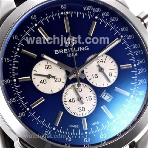 Breitling Aeromarine Working Chronograph Stick Markers with Blue Dial-Rubber Strap