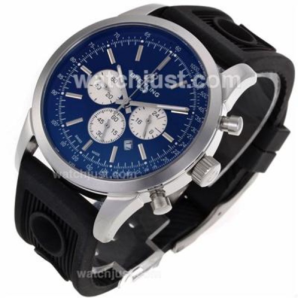 Breitling Aeromarine Working Chronograph Stick Markers with Blue Dial-Rubber Strap