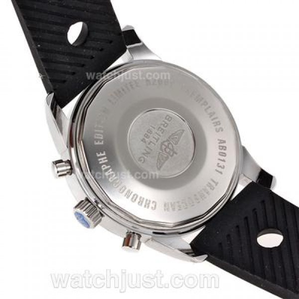 Breitling Aeromarine Working Chronograph Stick Markers with Black Dial-Rubber Strap
