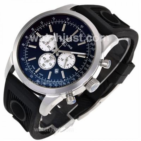 Breitling Aeromarine Working Chronograph Stick Markers with Black Dial-Rubber Strap