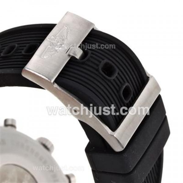 Breitling Aeromarine Working Chronograph Stick Markers with White Dial-Rubber Strap