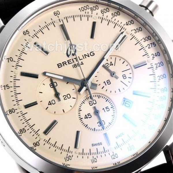 Breitling Aeromarine Working Chronograph Stick Markers with White Dial-Rubber Strap