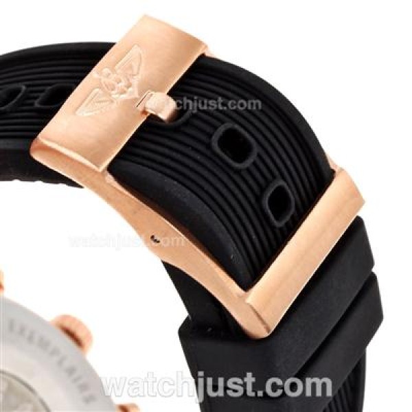 Breitling Aeromarine Working Chronograph Rose Gold Case Stick Markers with White Dial-Rubber Strap