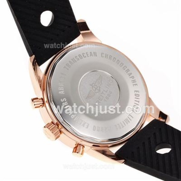 Breitling Aeromarine Working Chronograph Rose Gold Case Stick Markers with White Dial-Rubber Strap