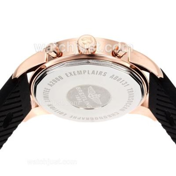 Breitling Aeromarine Working Chronograph Rose Gold Case Stick Markers with White Dial-Rubber Strap