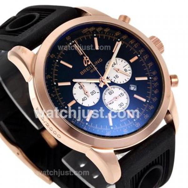 Breitling Aeromarine Working Chronograph Rose Gold Case Stick Markers with Black Dial-Rubber Strap