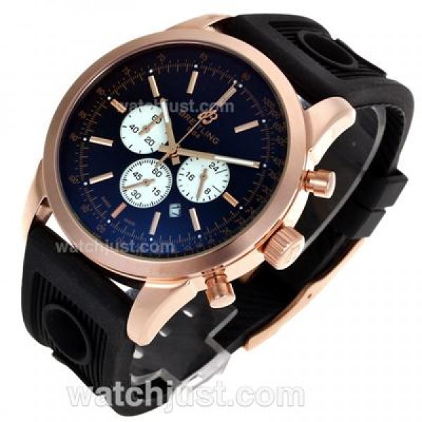 Breitling Aeromarine Working Chronograph Rose Gold Case Stick Markers with Black Dial-Rubber Strap