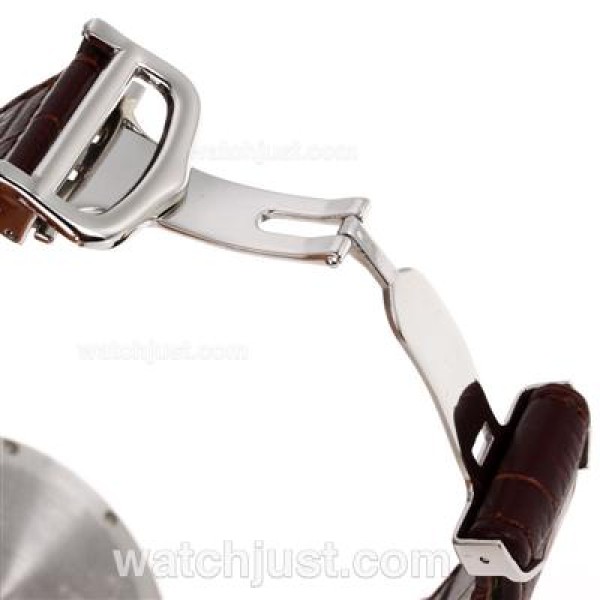 Cartier Ballon bleu de Cartier White Dial with Brown Leather Strap-Oversized Version