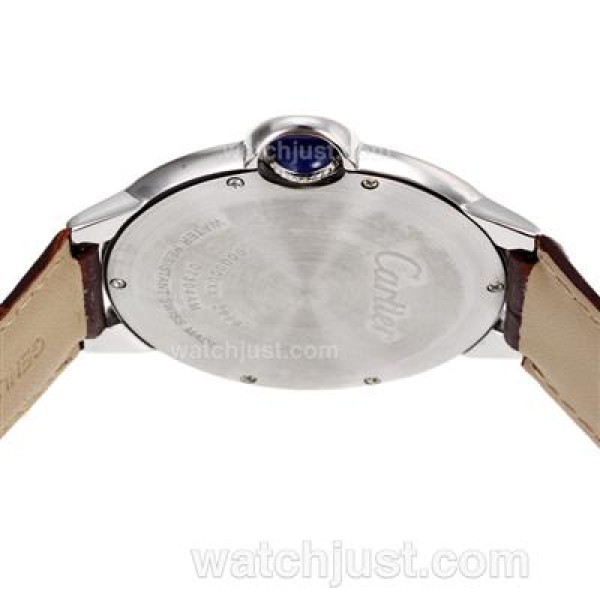 Cartier Ballon bleu de Cartier White Dial with Brown Leather Strap-Oversized Version