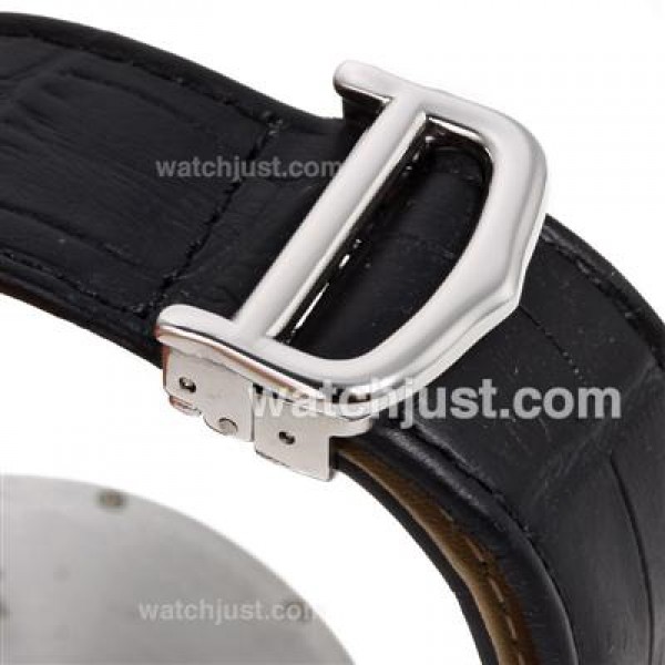 Cartier Ballon bleu de Cartier Black Dial with Black Leather Strap-Oversized Version