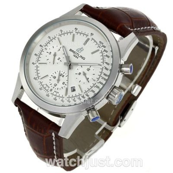 Breitling Aeromarine Automatic with White Dial-Leather Strap
