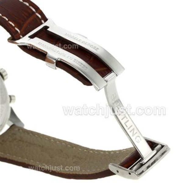 Breitling Aeromarine Automatic with White Dial-Leather Strap