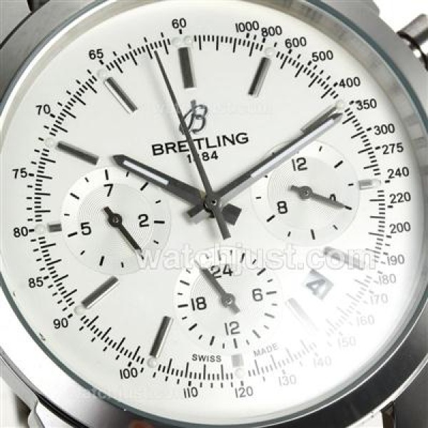 Breitling Aeromarine Automatic with White Dial-Leather Strap
