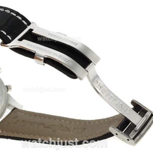 Breitling Aeromarine Automatic with Black Dial-Leather Strap