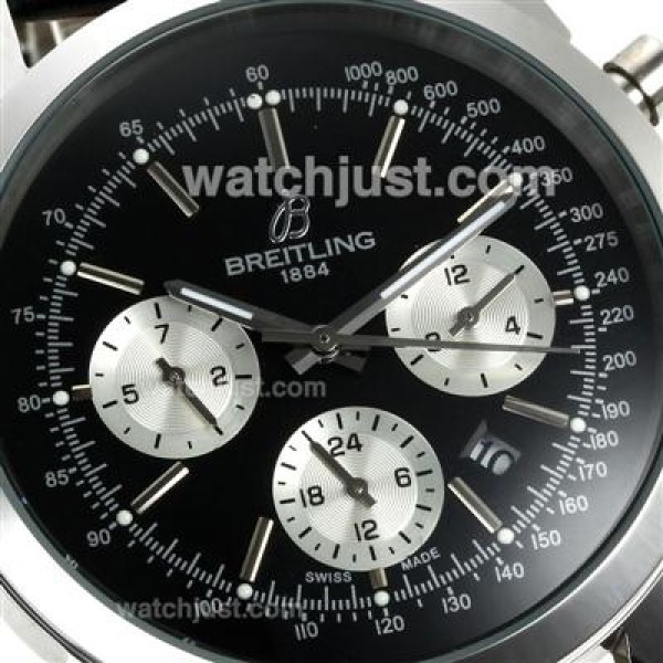 Breitling Aeromarine Automatic with Black Dial-Leather Strap