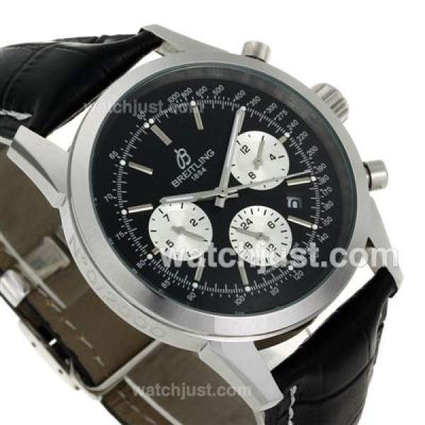 Breitling Aeromarine Automatic with Black Dial-Leather Strap
