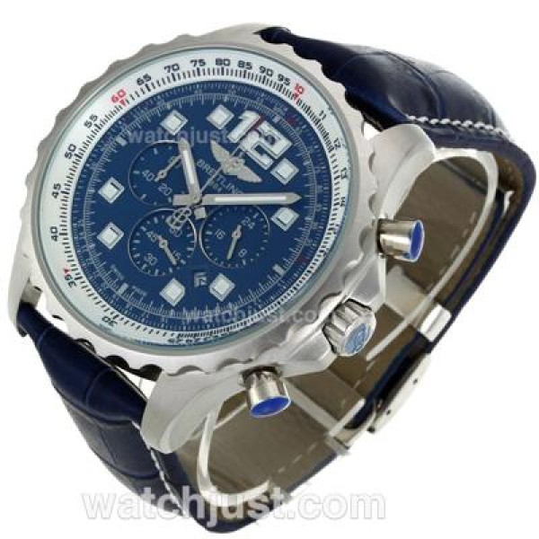 Breitling Chronospace Working Chronograph with Blue Dial-Leather Strap