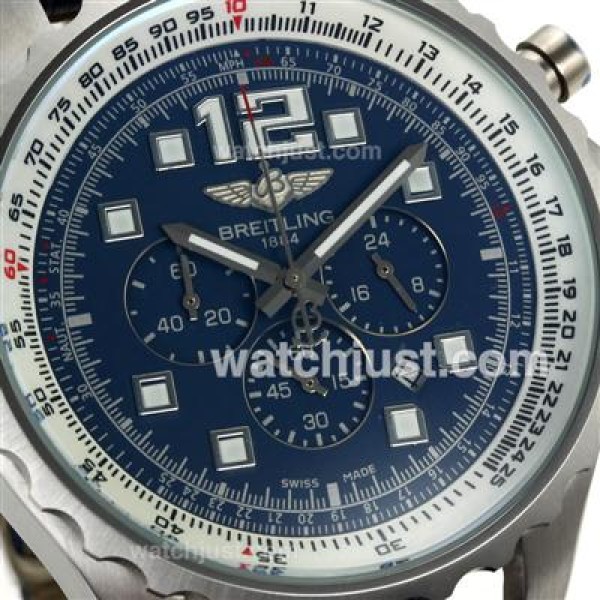 Breitling Chronospace Working Chronograph with Blue Dial-Leather Strap