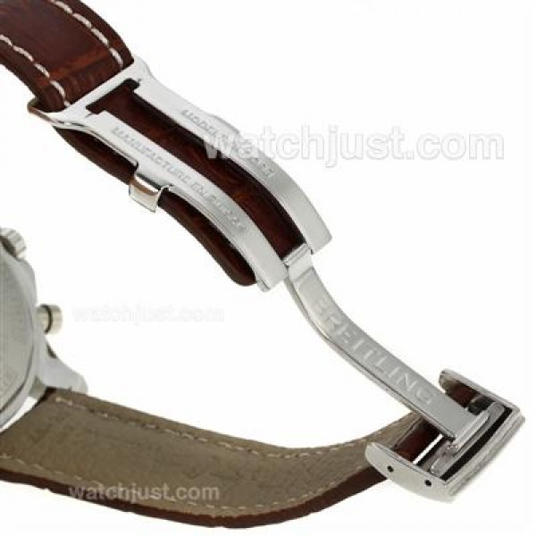 Breitling Chronospace Working Chronograph with White Dial-Leather Strap