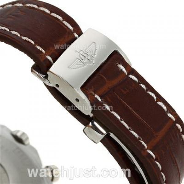 Breitling Chronospace Working Chronograph with White Dial-Leather Strap