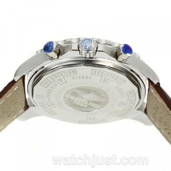 Breitling Chronospace Working Chronograph with White Dial-Leather Strap