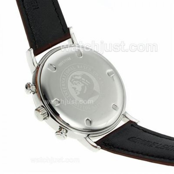 IWC Portofino Working Chronograph with Black Dial-Leather Strap