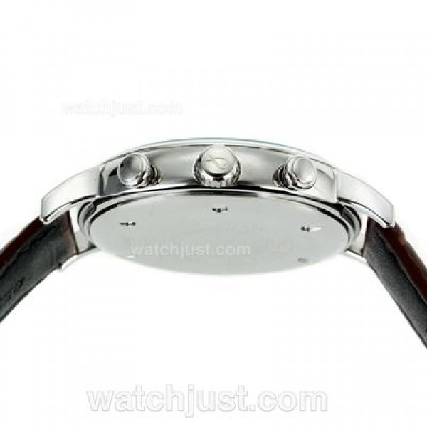 IWC Portofino Working Chronograph with Black Dial-Leather Strap