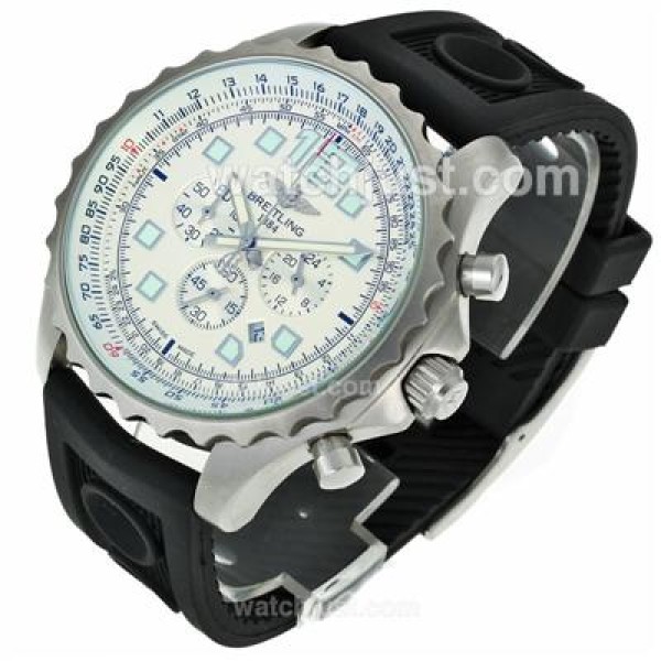 Breitling Chronospace Working Chronograph with White Dial-Rubber Strap