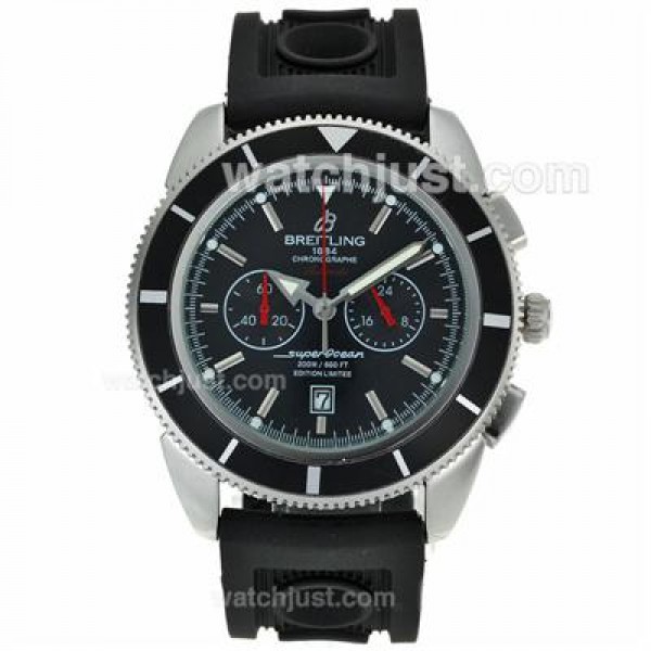 Breitling Super Ocean Working Chronograph with Black Dial-Rubber Strap