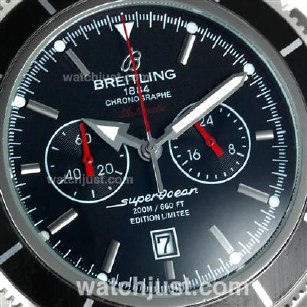Breitling Super Ocean Working Chronograph with Black Dial-Rubber Strap