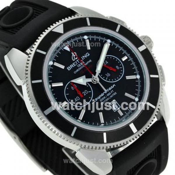 Breitling Super Ocean Working Chronograph with Black Dial-Rubber Strap