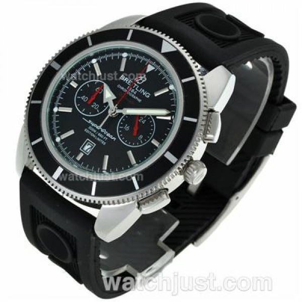 Breitling Super Ocean Working Chronograph with Black Dial-Rubber Strap