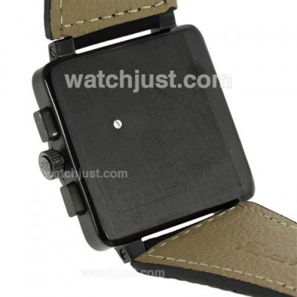 Bell & Ross BR03-94 Working Chronograph PVD Case Yellow Markers with Black Dial-Leather Strap