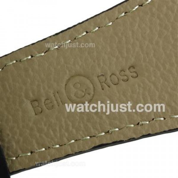 Bell & Ross BR03-94 Working Chronograph PVD Case White Markers with Black Dial-Leather Strap