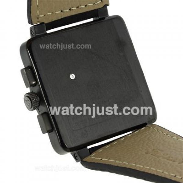 Bell & Ross BR03-94 Working Chronograph PVD Case White Markers with Black Dial-Leather Strap