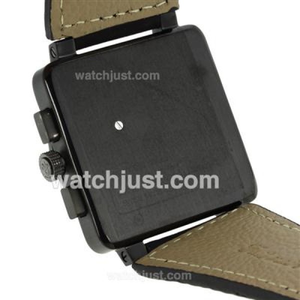 Bell & Ross BR03-94 Working Chronograph PVD Case Gray Markers with Black Dial-Leather Strap
