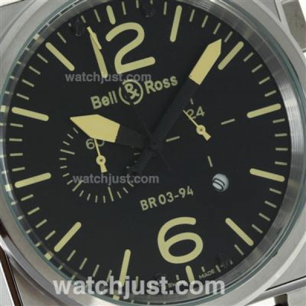 Bell & Ross BR03-94 Working Chronograph Yellow Markers with Black Dial-Leather Strap