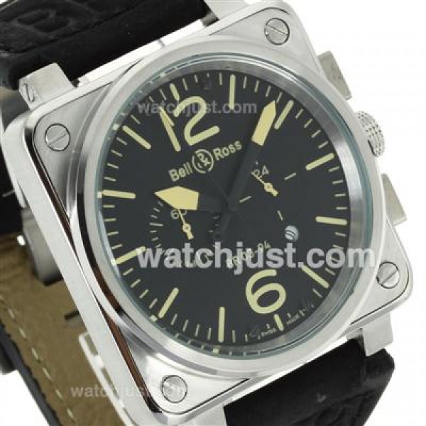 Bell & Ross BR03-94 Working Chronograph Yellow Markers with Black Dial-Leather Strap