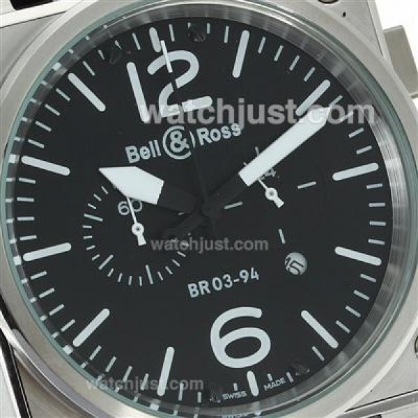 Bell & Ross BR03-94 Working Chronograph Yellow Markers with White Dial-Leather Strap