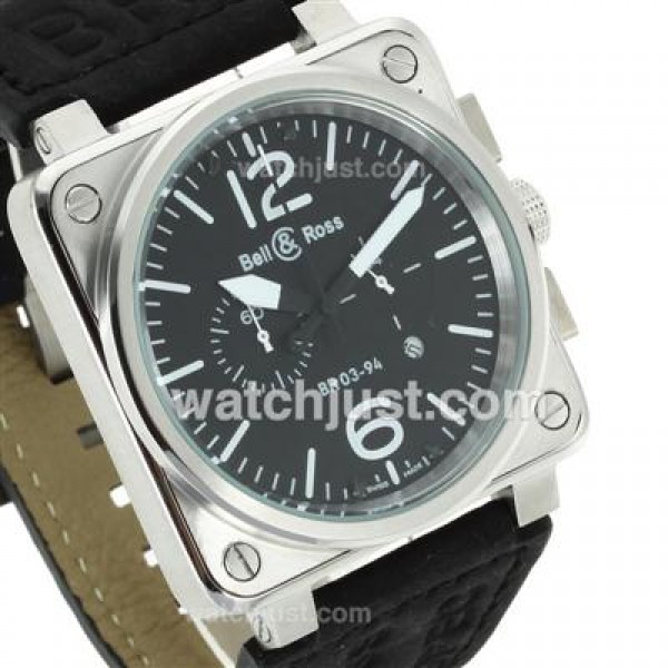 Bell & Ross BR03-94 Working Chronograph Yellow Markers with White Dial-Leather Strap