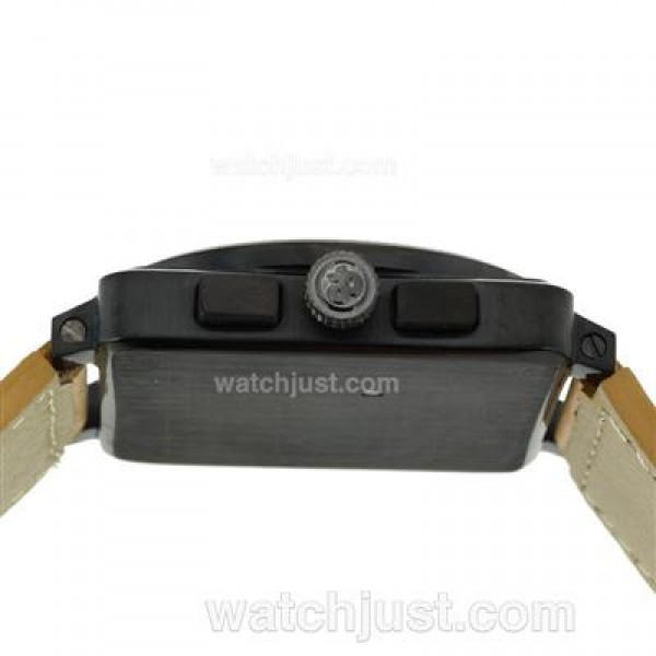 Bell & Ross BR03-94 Working Chronograph PVD Case Gray Markers with Black Dial-Leather Strap