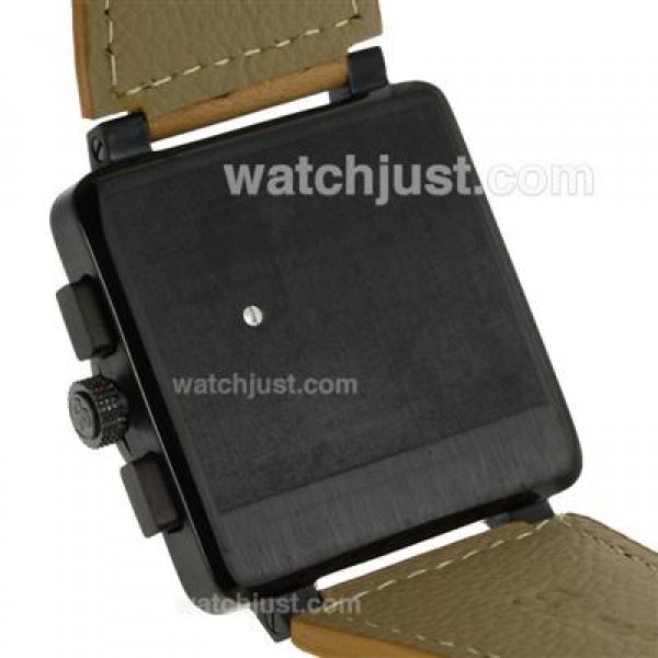 Bell & Ross BR03-94 Working Chronograph PVD Case White Markers with Black Dial-Leather Strap