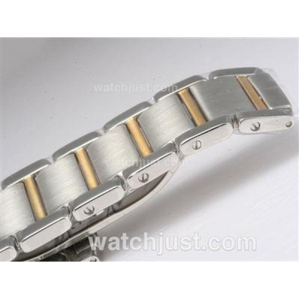 Cartier Tank Two Tone with Diamond Bezel-White Dial