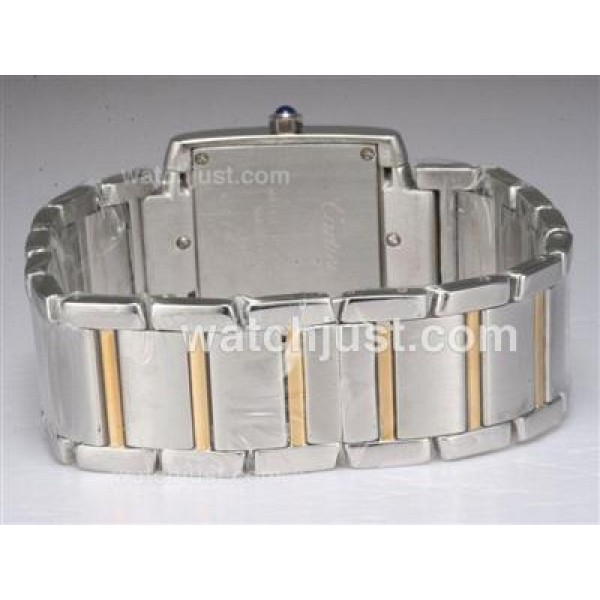 Cartier Tank Two Tone with Diamond Bezel-White Dial