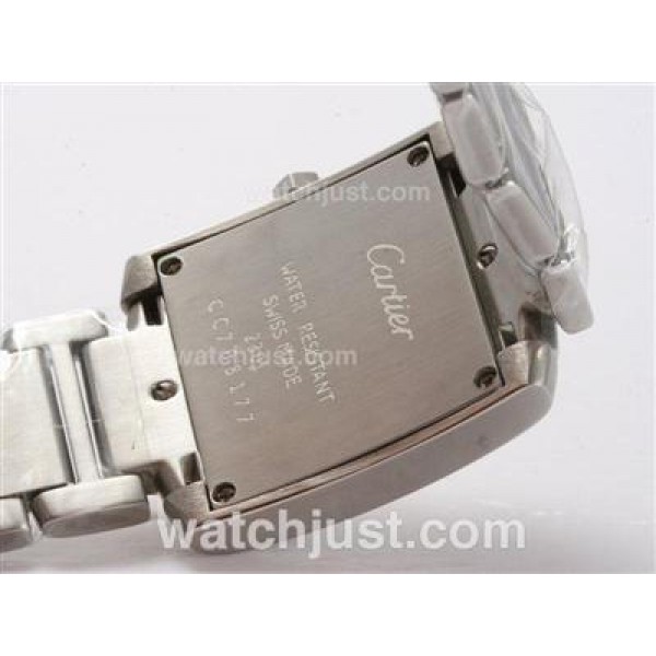 Cartier Tank Two Tone with Diamond Bezel-White Dial
