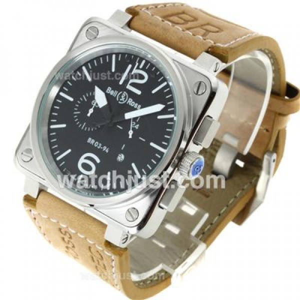 Bell & Ross BR03-94 Working Chronograph White Markers with Black Dial-Leather Strap