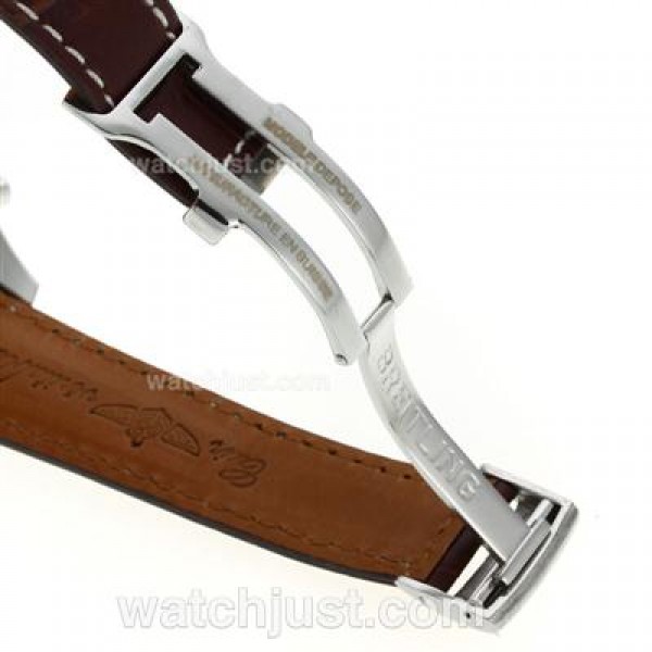 Breitling for Bentley Motors Automatic with White Dial-Leather Strap