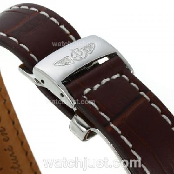 Breitling for Bentley Motors Automatic with White Dial-Leather Strap