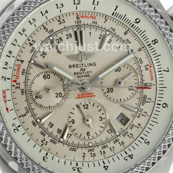 Breitling for Bentley Motors Automatic with White Dial-Leather Strap